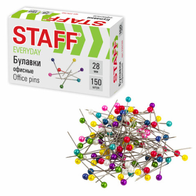 Булавки офисные STAFF EVERYDAY, 28 мм, 150шт.
