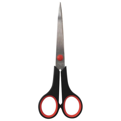 Ножницы 17см STAFF EVERYDAY резин.вставки,чер-крас