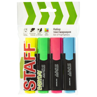 Н-р текстовыделителей 04цв.STAFF, 1-5мм